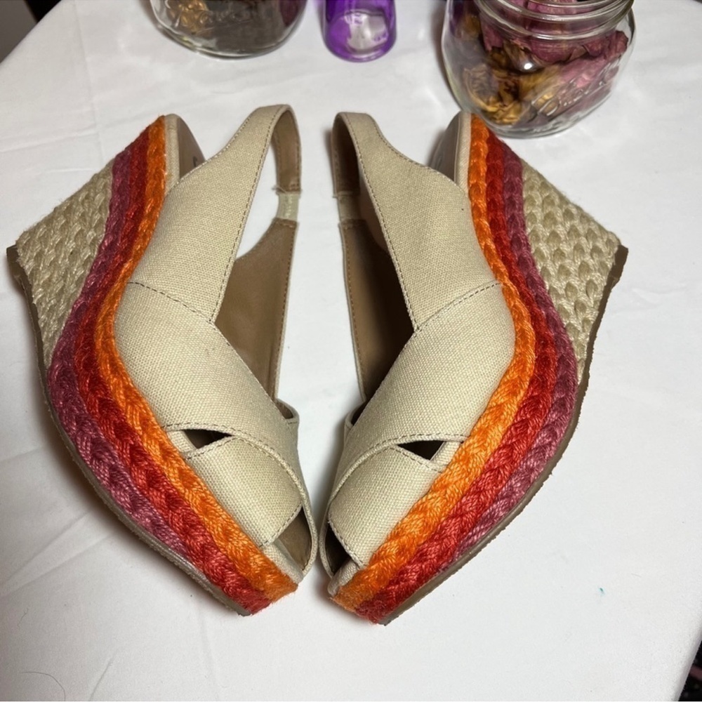 COLOR Block Wedge Platform Slingback Sandal